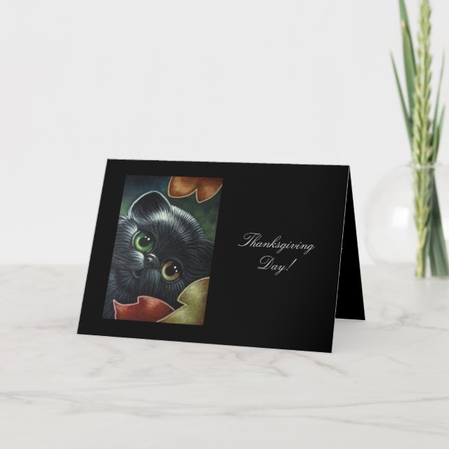 Cartão De Festividades THANKSGIVING BLACK CAT Card, envelope included (Frente)