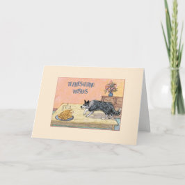 Cartão De Festividades Thanksgiving card, border collie dog with turkey