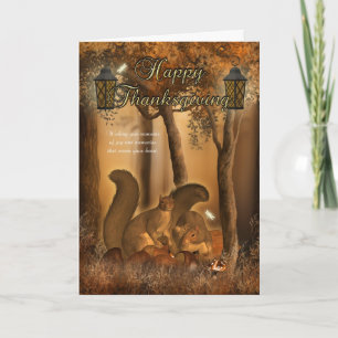 Cartão De Festividades Thanksgiving Card With Squirrels