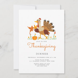Cartão De Festividades Thanksgiving Dinner Invitation Flat Card