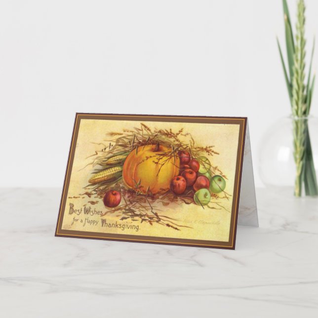 Cartão De Festividades Thanksgiving Greeting Card - Best Wishes (Frente)