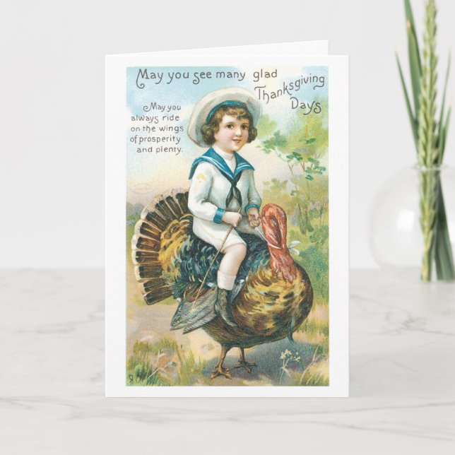 Cartão De Festividades Thanksgiving Greetings - Old Fashion cards (Frente)