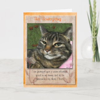 Cartão De Festividades Thanksgiving message from your cat.