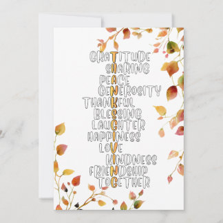 Cartão De Festividades Thanksgiving Typography of Gratitude and Joy