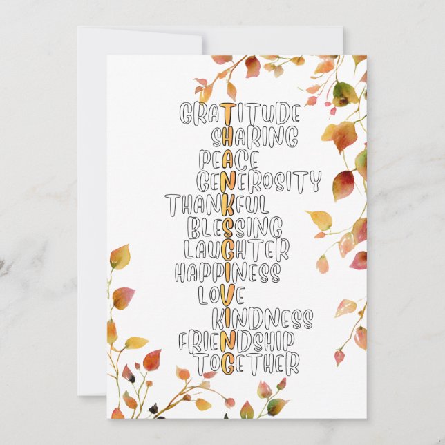 Cartão De Festividades Thanksgiving Typography of Gratitude and Joy  (Frente)