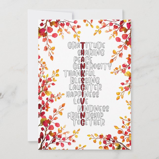 Cartão De Festividades Thanksgiving Typography of Gratitude and Joy  (Frente)