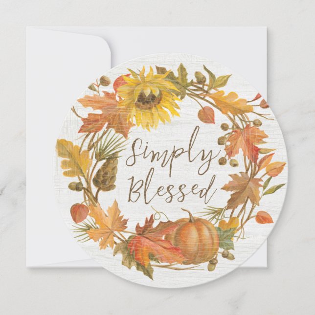 Cartão De Festividades Thanksgiving Wreath - Simply Blessed (Frente)