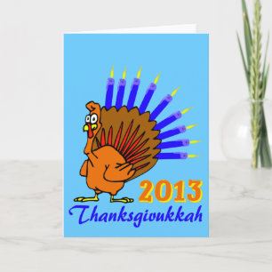 Cartão De Festividades Thanksgivukkah 2013 Menurkey Greeting Cards