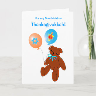 Cartão De Festividades Thanksgivukkah Teddy Bear Baby Greeting Card