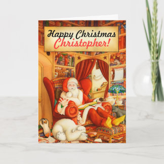 Cartão De Festividades The Christmas Bear and Santa Custom Christmas