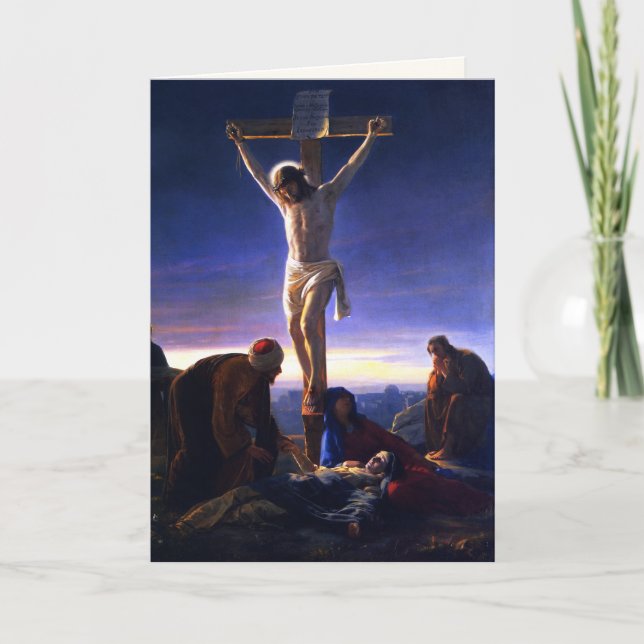 Cartão De Festividades The Crucifixion of Jesus. Fine Art Easter Cards (Frente)
