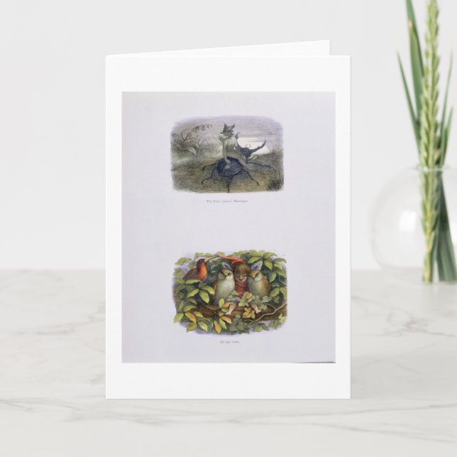 Cartão De Festividades The Fairy Queen's Messenger, and Elf and Owls, ill (Frente)