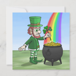 Cartão De Festividades The Irish leprechaun and the pot of gold