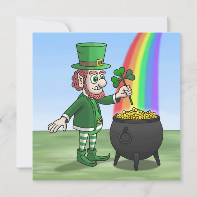 Cartão De Festividades The Irish leprechaun and the pot of gold (Frente)