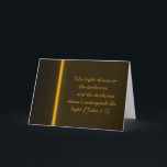 Cartão De Festividades The Light Shines in the Darkness<br><div class="desc">Encourage someone or wish them a happy Christmas with this elegant card that is accentuated by its simplicity. Remind them that even when it is dark,  there is light. Jesus Christ is the light of the world. Pray this light upon them. Horizontal style.</div>