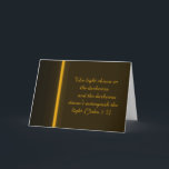 Cartão De Festividades The Light Shines in the Darkness<br><div class="desc">Encourage someone or wish them a happy Christmas with this elegant card that is accentuated by its simplicity. Remind them that even when it is dark,  there is light. Jesus Christ is the light of the world. Pray this light upon them. Horizontal style.</div>