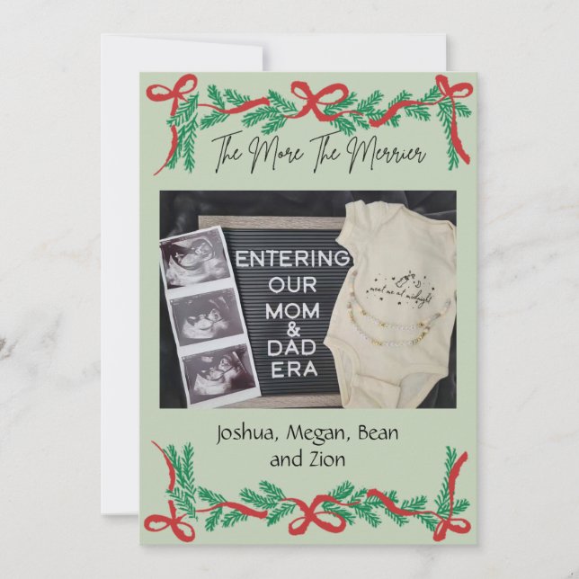 Cartão De Festividades The More The Merrier Baby Announcement Christmas C (Frente)