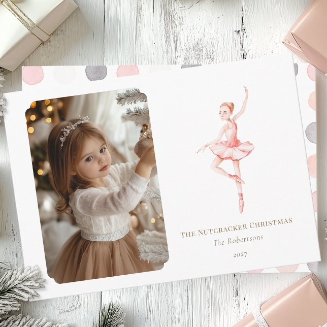 Cartão De Festividades The Nutcracker Christmas Ballerina Photo Card  (Criador carregado)