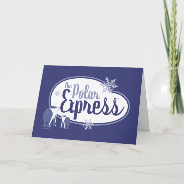 Cartão De Festividades The Polar Express | Gráfico Retro de Ursos Polares (Frente)
