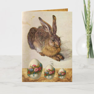 Cartão De Festividades THE RABBIT ( Young Hare ) EASTER EGGS WITH FLOWERS