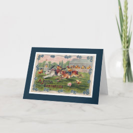 Cartão De Festividades The Racing Rabbits - Vintage Easter Greeting