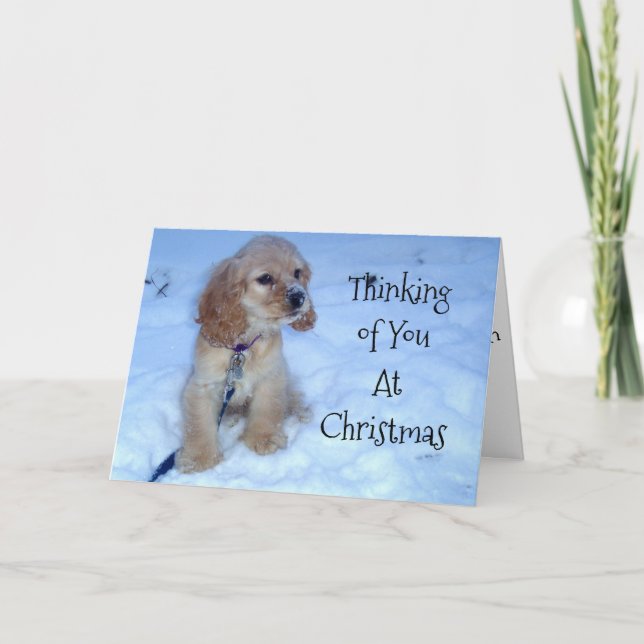 CARTÃO DE FESTIVIDADES THINKING OF U AT CHRISTMAS-SNOWBOUND  PUP (Frente)