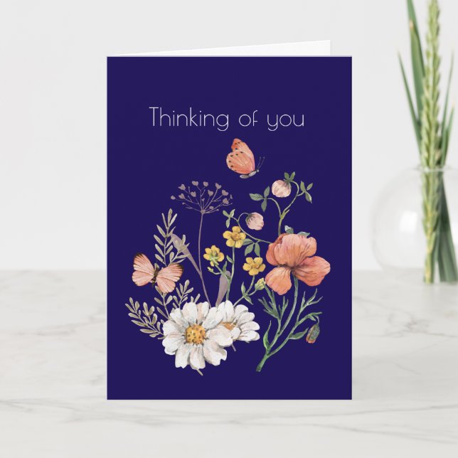 Cartão De Festividades Thinking of You Botanical Wildflower Flower Boho (Frente)