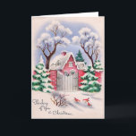 Cartão De Festividades Thinking Of You Vintage Christmas Winter Cottage<br><div class="desc">Thinking Of You Vintage Christmas Winter Cottage</div>