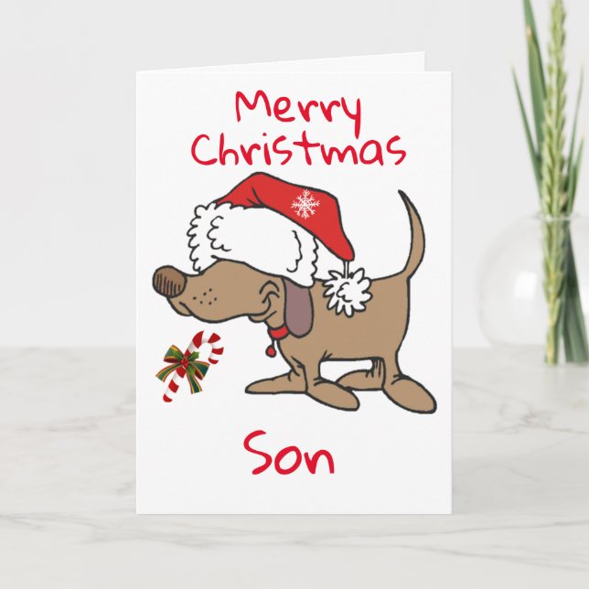 CARTÃO DE FESTIVIDADES THIS LITTLE PUPPY SAYS **MERRY CHRISTMAS SON** (Frente)