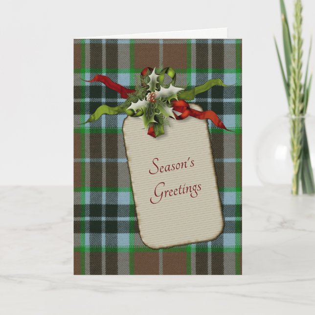 Cartão De Festividades Thompson caçando o antigo Tartan Natal (Frente)