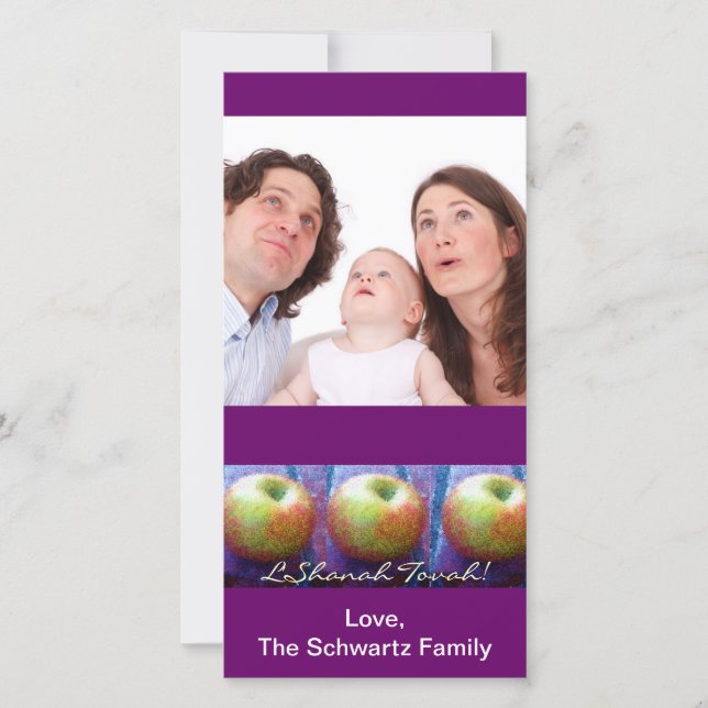 Cartão De Festividades Three Apple Rosh Hashanah Photo Card (Frente)