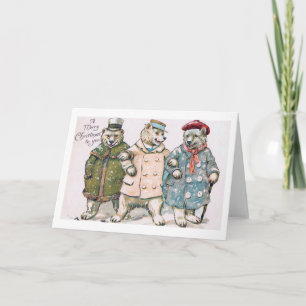 Cartão De Festividades "Three Christmas Bears" Vintage