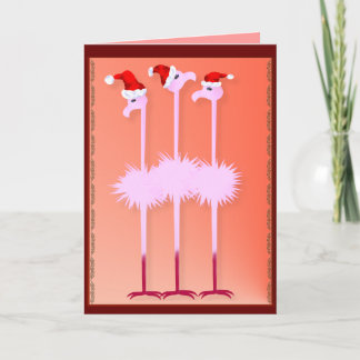Cartão De Festividades Three Christmas Flamingos Card
