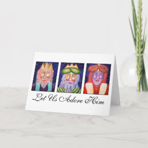 Cartão De Festividades Three Kings Art "Let Use Adore Him" Christmas