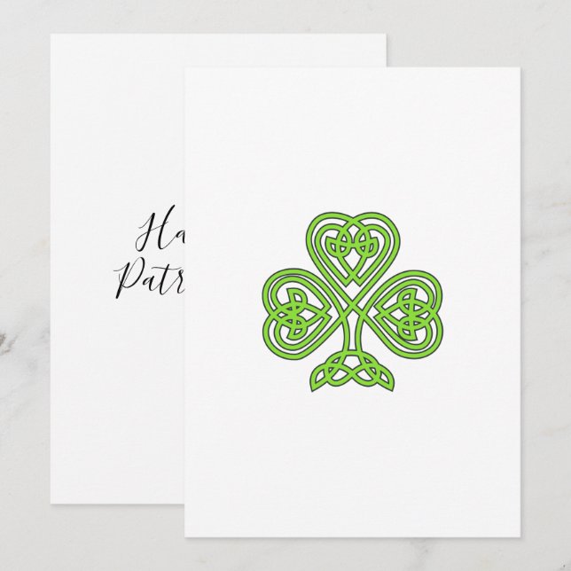 Cartão De Festividades Three Leaf Lucky Irish Happy St Patrick's Day (Frente/Verso)