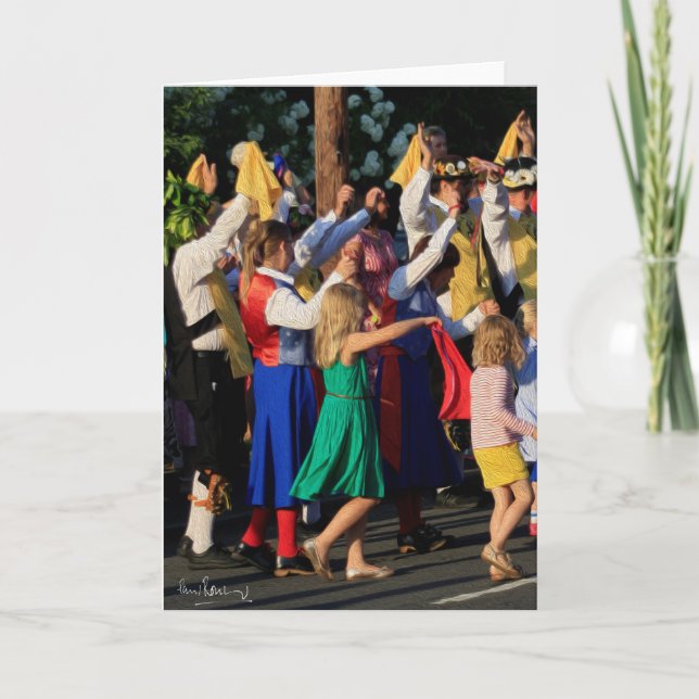 Cartão De Festividades Three Shires Clog & Harthill Morris dance. (Frente)