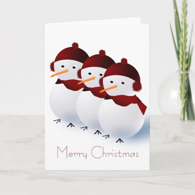 Cartão De Festividades Three Snow Friends Christmas Card (Frente)