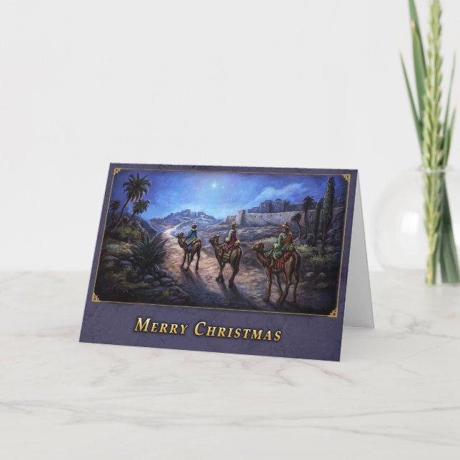 Cartão De Festividades Three Wise Men Christmas Card (Frente)