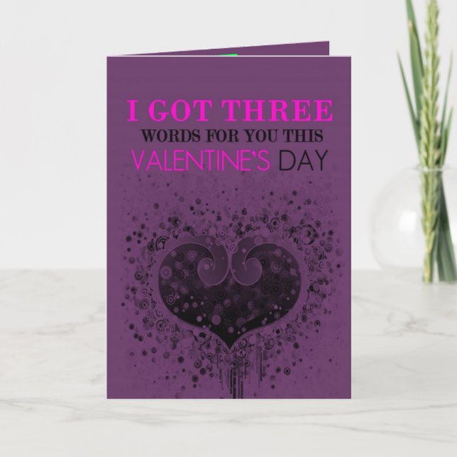 Cartão De Festividades Three Words Valentine's Day Card (Frente)