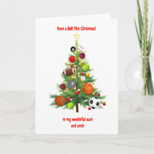 Cartão De Festividades Tia e Tio Árvore de Natal Decoradas com Bolas