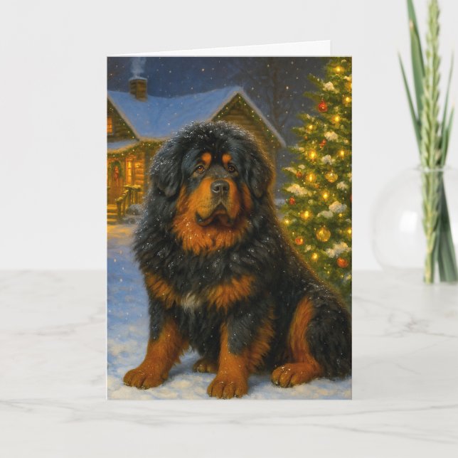 Cartão De Festividades Tibetan Mastiff Holiday Card (Frente)