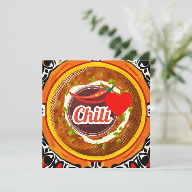 Cartão De Festividades tigela de chili (Em pé/Frente)