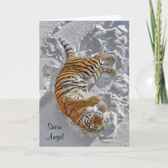 Cartão De Festividades Tiger "Snow Angel" Holiday Card (Frente)