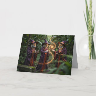 Cartão De Festividades Tiger Witch Halloween Card