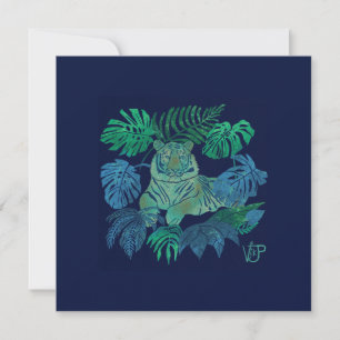 Cartão De Festividades Tigre da selva azul