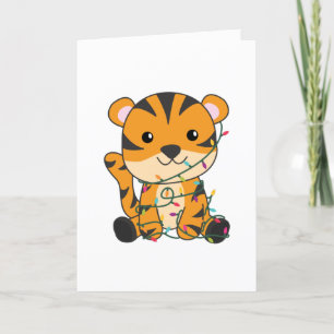 Cartão De Festividades Tigre Natal Neve Animais de inverno Tigre Adulto C