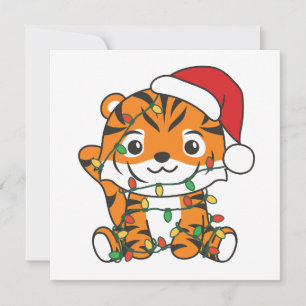 Cartão De Festividades Tigres de Natal para Animais de Inverno de Tigre