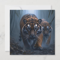 Tigres Majestosos em uma Selva Foggy