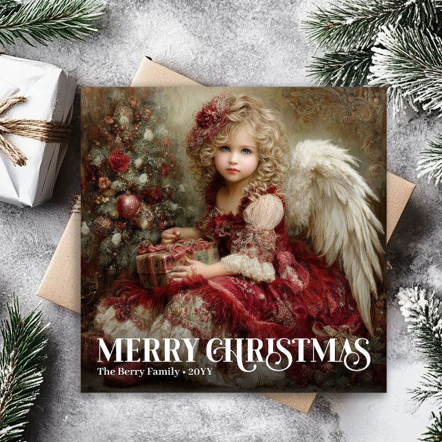 Cartão De Festividades Timeless Angelic Victorian Christmas Greeting Card (Timeless Angelic Victorian Christmas Greeting Card)