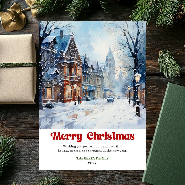 Cartão De Festividades Timeless rustic winter scene bold playful festive  (Timeless rustic winter scene bold playful festive card)